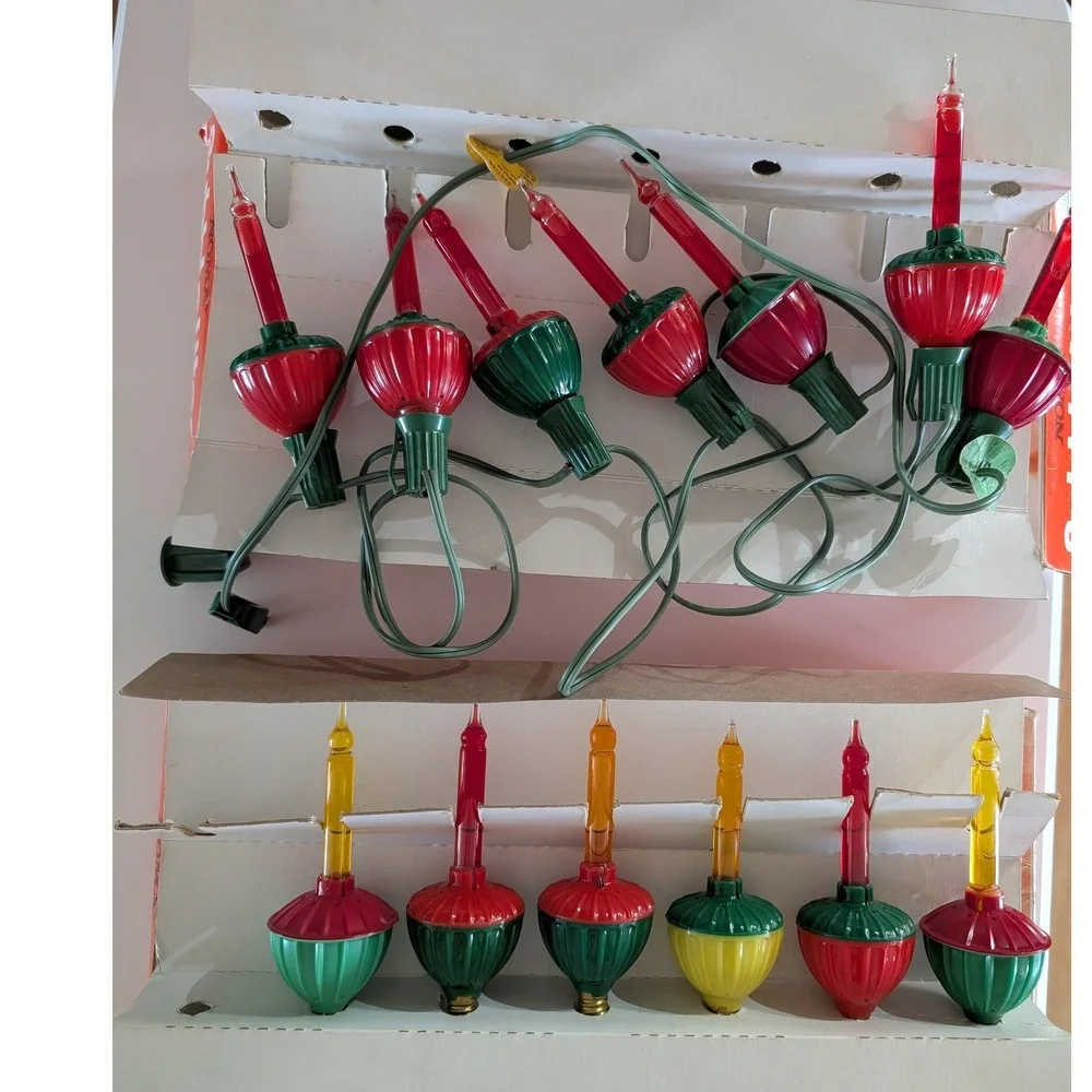 Vintage Noma Bubble Lites 2 Sets 7 Lights Each Red Green Yellow MCM Christmas